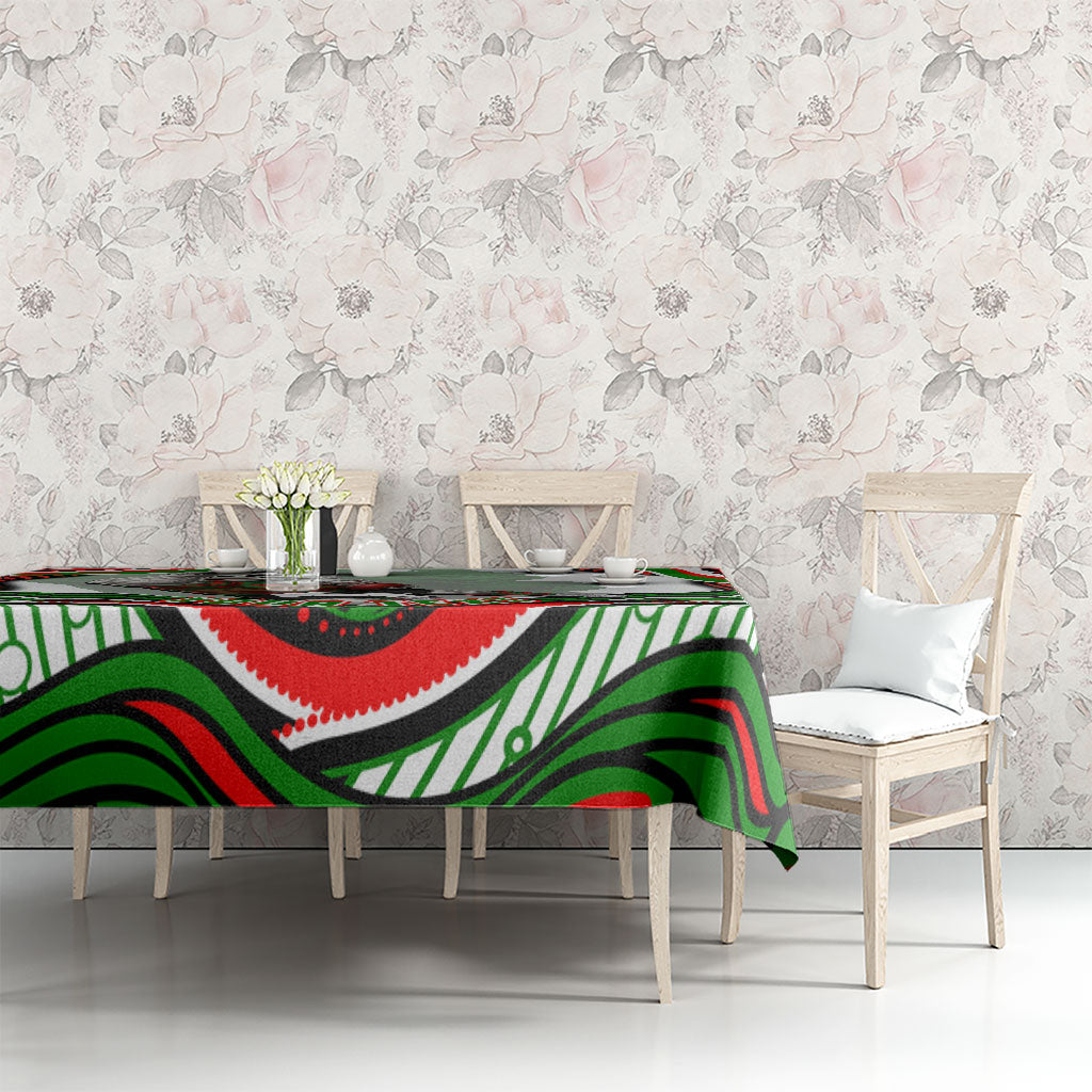 Personalized South Sydney Rabbitohs Tablecloth Aboriginal Dot Art - Dreamtime Rugby Mascot