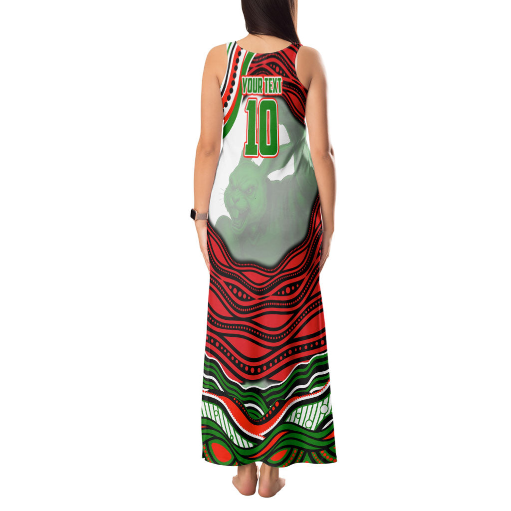 Personalized South Sydney Rabbitohs Tank Maxi Dress Aboriginal Dot Art - Dreamtime Rugby Mascot