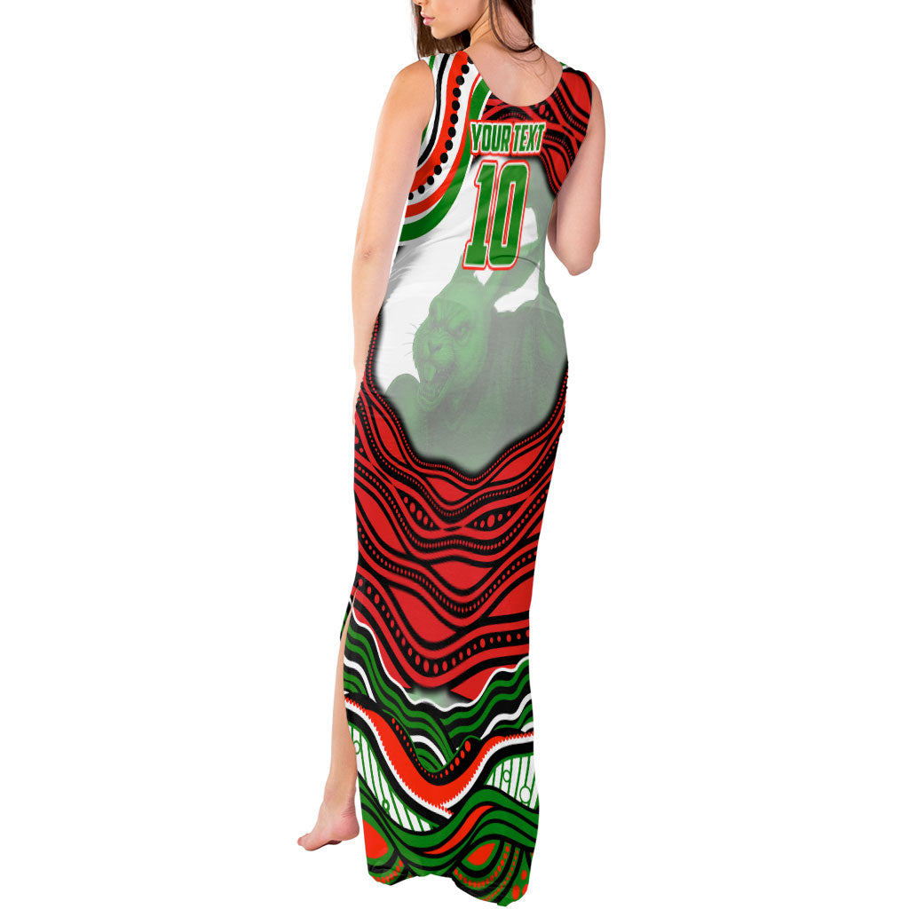 Personalized South Sydney Rabbitohs Tank Maxi Dress Aboriginal Dot Art - Dreamtime Rugby Mascot
