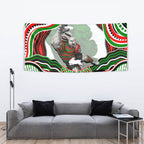 Personalized South Sydney Rabbitohs Tapestry Aboriginal Dot Art - Dreamtime Rugby Mascot