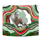 Personalized South Sydney Rabbitohs Tapestry Aboriginal Dot Art - Dreamtime Rugby Mascot
