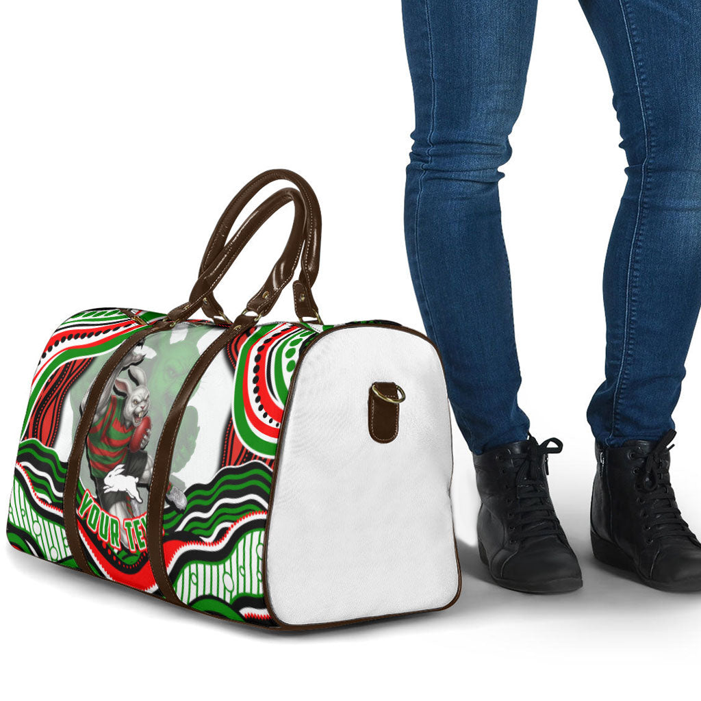 Personalized South Sydney Rabbitohs Travel Bag Aboriginal Dot Art - Dreamtime Rugby Mascot