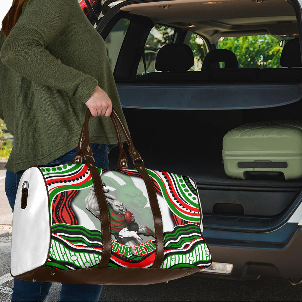 Personalized South Sydney Rabbitohs Travel Bag Aboriginal Dot Art - Dreamtime Rugby Mascot