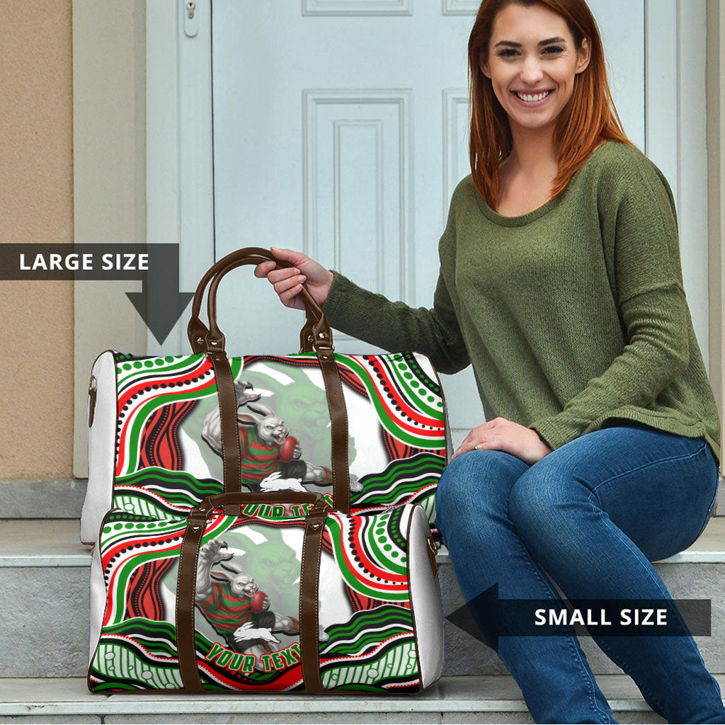 Personalized South Sydney Rabbitohs Travel Bag Aboriginal Dot Art - Dreamtime Rugby Mascot