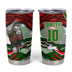 Personalized South Sydney Rabbitohs Tumbler Cup Aboriginal Dot Art - Dreamtime Rugby Mascot