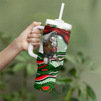 Personalized South Sydney Rabbitohs Tumbler With Handle Aboriginal Dot Art - Dreamtime Rugby Mascot