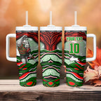 Personalized South Sydney Rabbitohs Tumbler With Handle Aboriginal Dot Art - Dreamtime Rugby Mascot