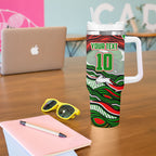 Personalized South Sydney Rabbitohs Tumbler With Handle Aboriginal Dot Art - Dreamtime Rugby Mascot