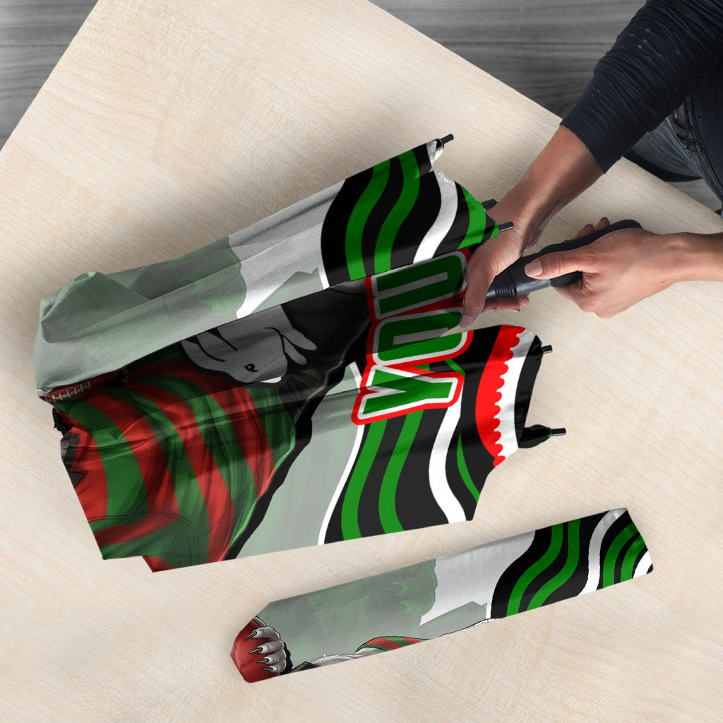 Personalized South Sydney Rabbitohs Umbrella Aboriginal Dot Art - Dreamtime Rugby Mascot