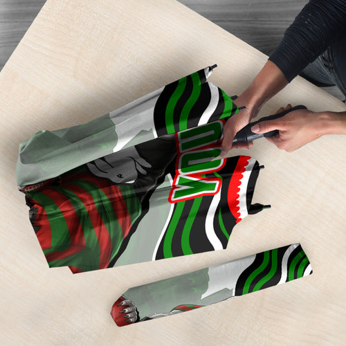 Personalized South Sydney Rabbitohs Umbrella Aboriginal Dot Art - Dreamtime Rugby Mascot