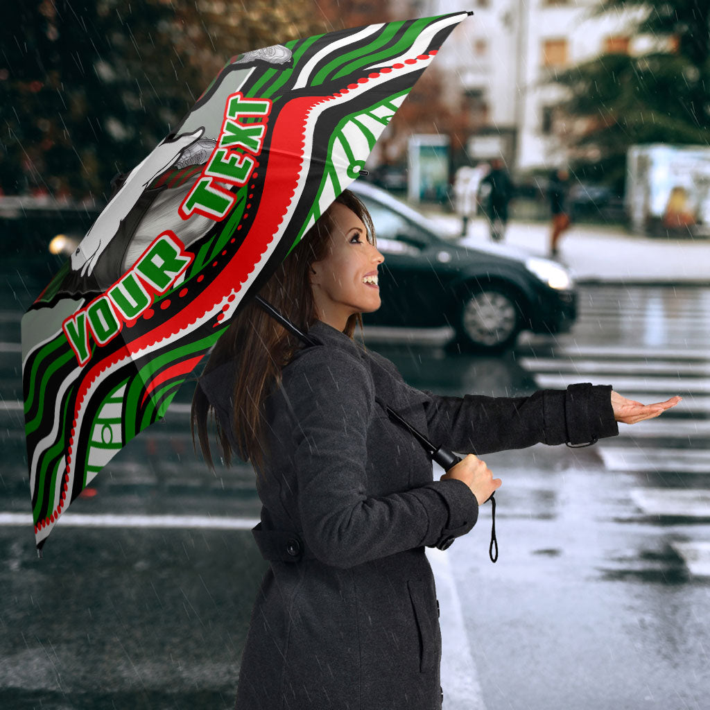 Personalized South Sydney Rabbitohs Umbrella Aboriginal Dot Art - Dreamtime Rugby Mascot