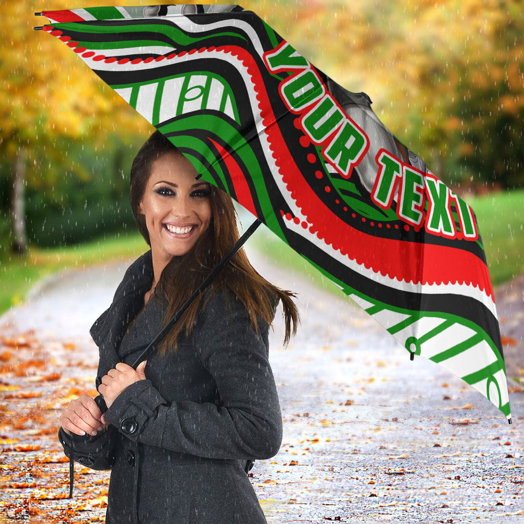 Personalized South Sydney Rabbitohs Umbrella Aboriginal Dot Art - Dreamtime Rugby Mascot