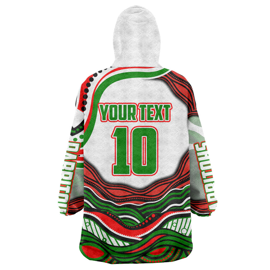 Personalized South Sydney Rabbitohs Wearable Blanket Hoodie Aboriginal Dot Art - Dreamtime Rugby Mascot