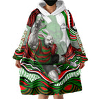 Personalized South Sydney Rabbitohs Wearable Blanket Hoodie Aboriginal Dot Art - Dreamtime Rugby Mascot