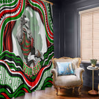 Personalized South Sydney Rabbitohs Window Curtain Aboriginal Dot Art - Dreamtime Rugby Mascot