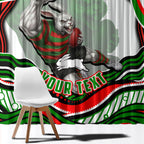 Personalized South Sydney Rabbitohs Window Curtain Aboriginal Dot Art - Dreamtime Rugby Mascot
