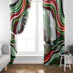 Personalized South Sydney Rabbitohs Window Curtain Aboriginal Dot Art - Dreamtime Rugby Mascot