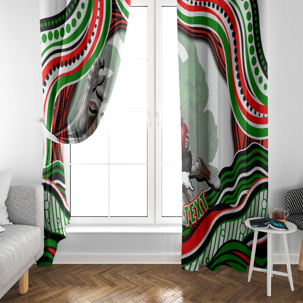 Personalized South Sydney Rabbitohs Window Curtain Aboriginal Dot Art - Dreamtime Rugby Mascot