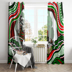 Personalized South Sydney Rabbitohs Window Curtain Aboriginal Dot Art - Dreamtime Rugby Mascot