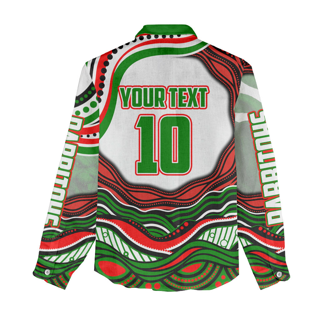 Personalized South Sydney Rabbitohs Women Casual Shirt Aboriginal Dot Art - Dreamtime Rugby Mascot