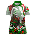Personalized South Sydney Rabbitohs Women Polo Shirt Aboriginal Dot Art - Dreamtime Rugby Mascot