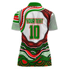 Personalized South Sydney Rabbitohs Women Polo Shirt Aboriginal Dot Art - Dreamtime Rugby Mascot