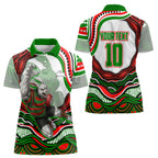 Personalized South Sydney Rabbitohs Women Polo Shirt Aboriginal Dot Art - Dreamtime Rugby Mascot