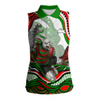 Personalized South Sydney Rabbitohs Women Sleeveless Polo Shirt Aboriginal Dot Art - Dreamtime Rugby Mascot