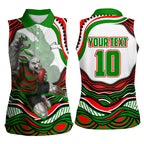 Personalized South Sydney Rabbitohs Women Sleeveless Polo Shirt Aboriginal Dot Art - Dreamtime Rugby Mascot
