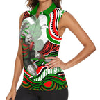 Personalized South Sydney Rabbitohs Women Sleeveless Polo Shirt Aboriginal Dot Art - Dreamtime Rugby Mascot