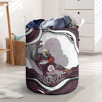 Personalized Manly Warringah Sea Eagles Laundry Basket Aboriginal Dot Art - Dreamtime Rugby Mascot