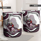 Personalized Manly Warringah Sea Eagles Laundry Basket Aboriginal Dot Art - Dreamtime Rugby Mascot