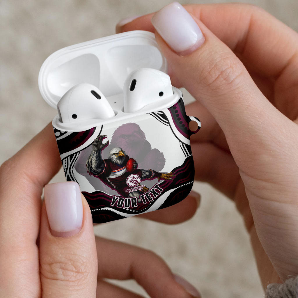 Personalized Manly Warringah Sea Eagles AirPods Case Aboriginal Dot Art - Dreamtime Rugby Mascot