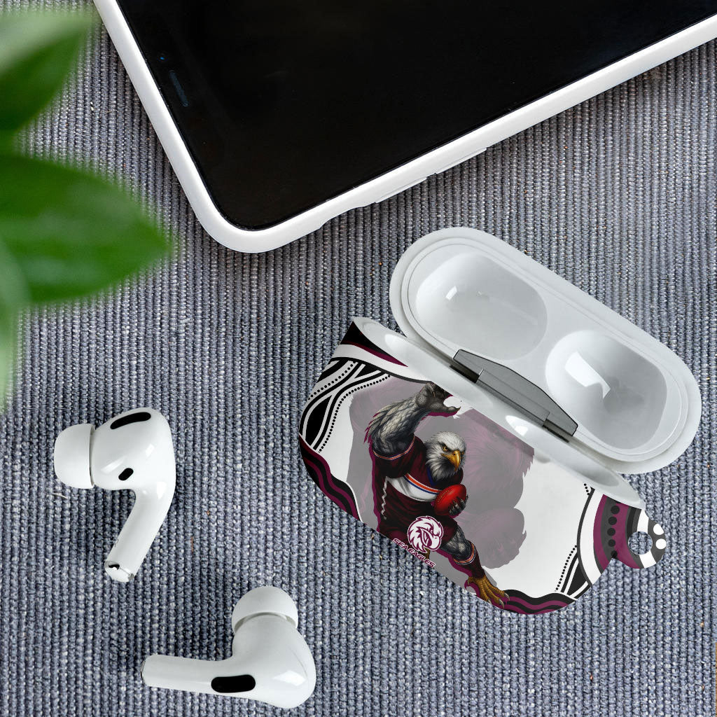 Personalized Manly Warringah Sea Eagles AirPods Case Aboriginal Dot Art - Dreamtime Rugby Mascot
