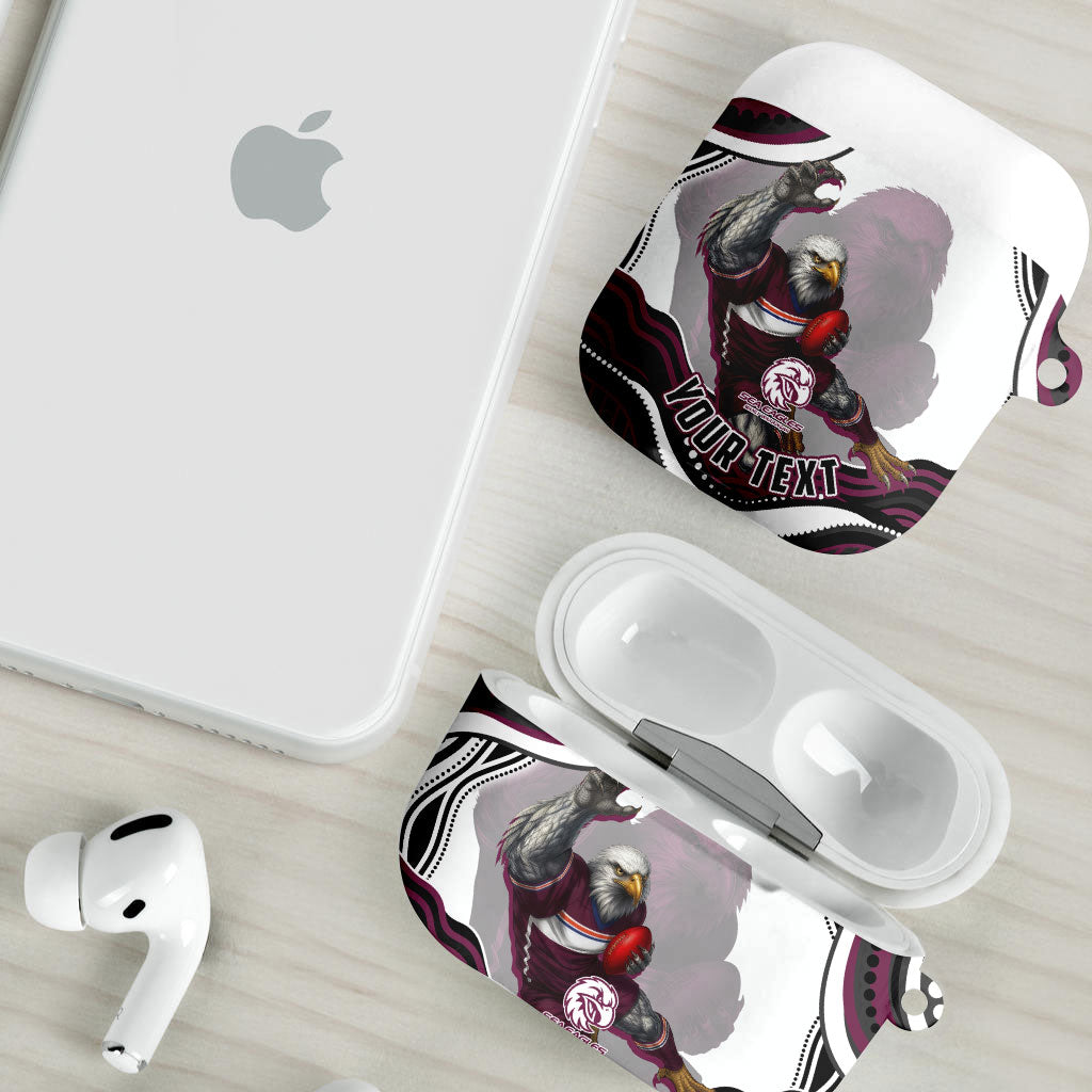 Personalized Manly Warringah Sea Eagles AirPods Case Aboriginal Dot Art - Dreamtime Rugby Mascot