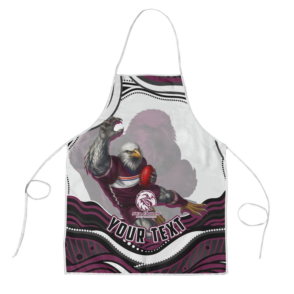 Personalized Manly Warringah Sea Eagles Apron Aboriginal Dot Art - Dreamtime Rugby Mascot