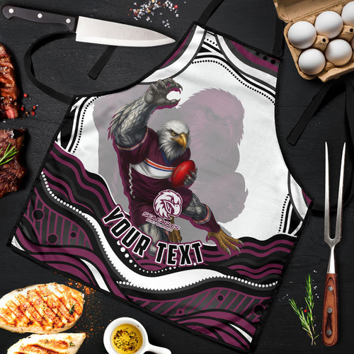 Personalized Manly Warringah Sea Eagles Apron Aboriginal Dot Art - Dreamtime Rugby Mascot