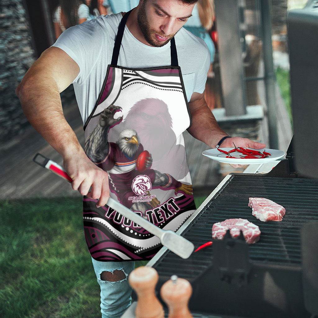 Personalized Manly Warringah Sea Eagles Apron Aboriginal Dot Art - Dreamtime Rugby Mascot