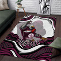 Personalized Manly Warringah Sea Eagles Area Rug Aboriginal Dot Art - Dreamtime Rugby Mascot