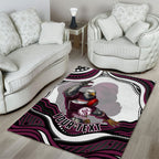 Personalized Manly Warringah Sea Eagles Area Rug Aboriginal Dot Art - Dreamtime Rugby Mascot