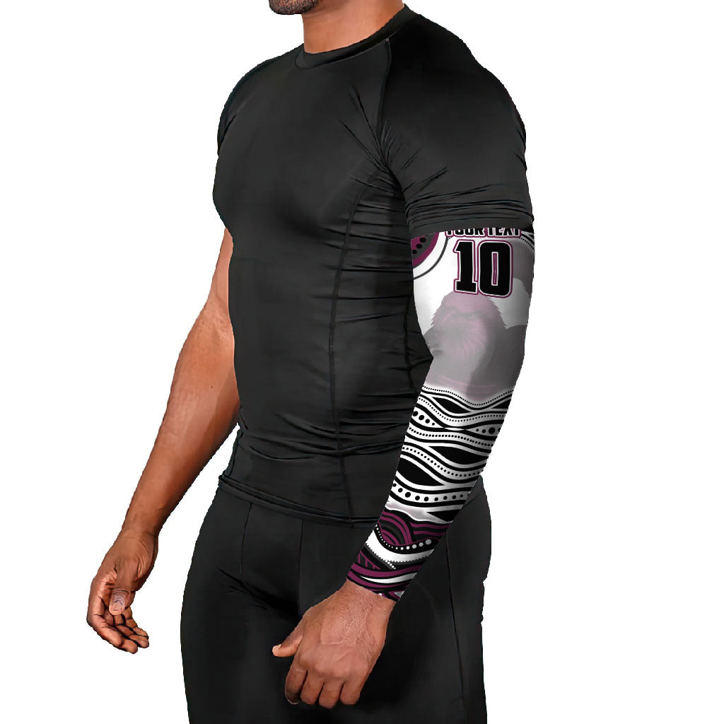 Personalized Manly Warringah Sea Eagles Arm Sleeves Aboriginal Dot Art - Dreamtime Rugby Mascot