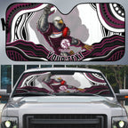 Personalized Manly Warringah Sea Eagles Auto Sun Shade Aboriginal Dot Art - Dreamtime Rugby Mascot