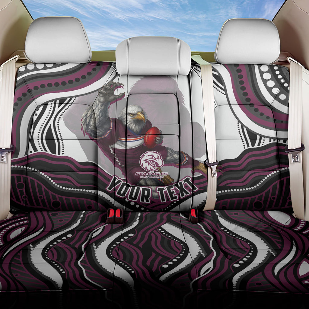 Personalized Manly Warringah Sea Eagles Back Car Seat Cover Aboriginal Dot Art - Dreamtime Rugby Mascot