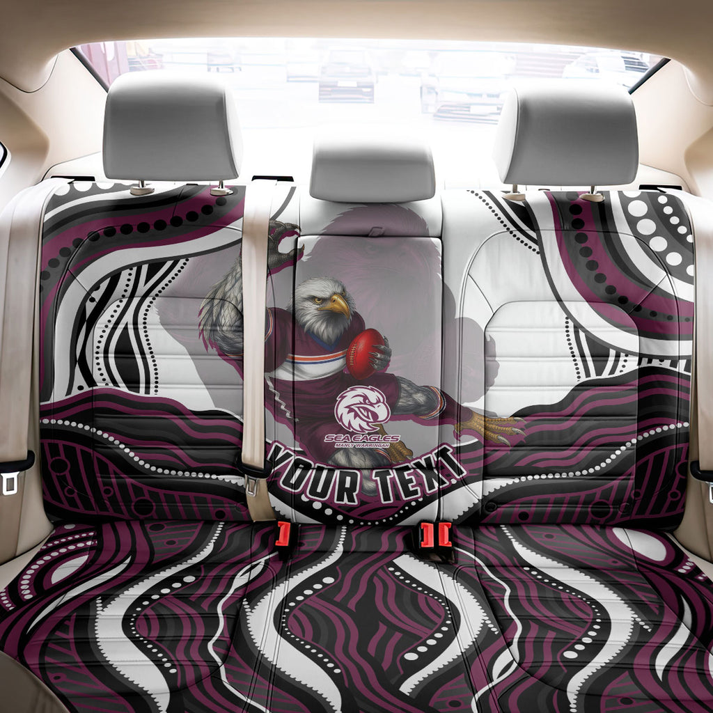 Personalized Manly Warringah Sea Eagles Back Car Seat Cover Aboriginal Dot Art - Dreamtime Rugby Mascot