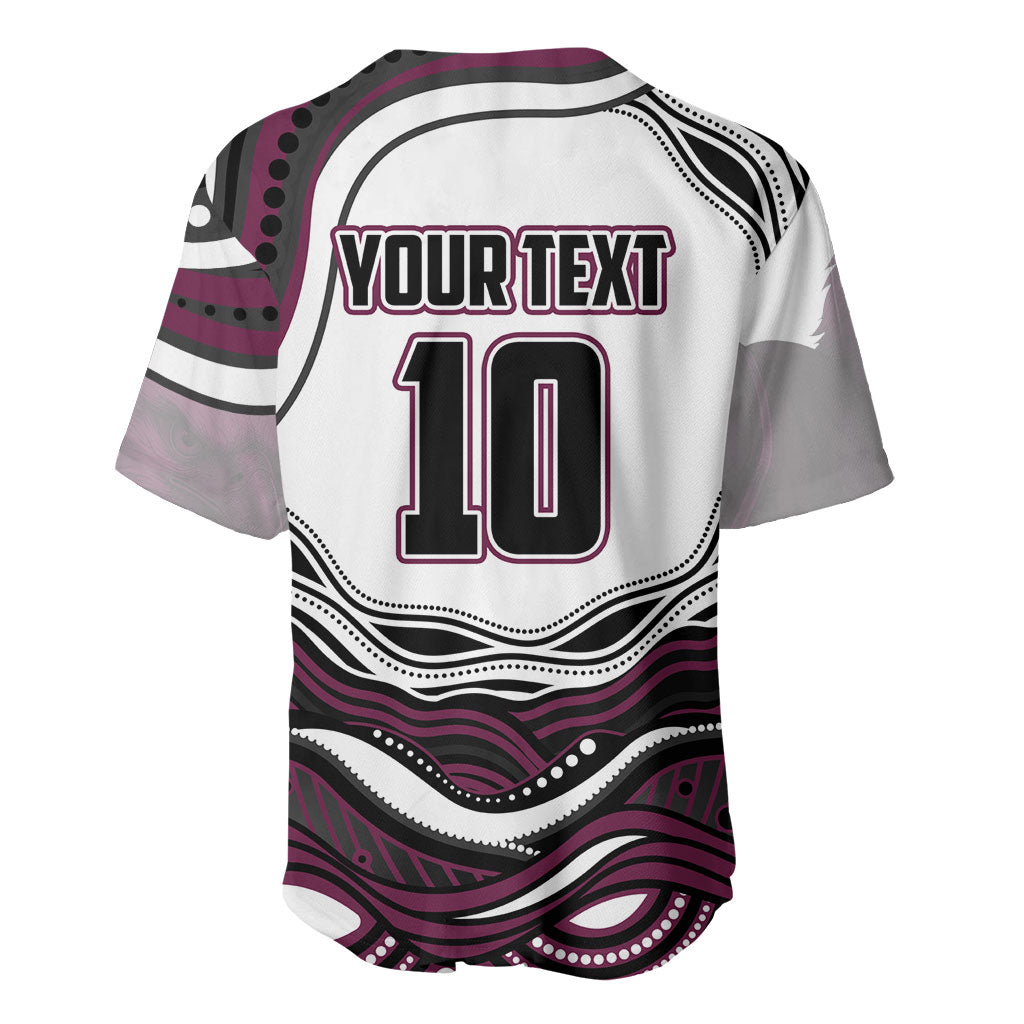 Personalized Manly Warringah Sea Eagles Baseball Jersey Aboriginal Dot Art - Dreamtime Rugby Mascot