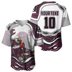 Personalized Manly Warringah Sea Eagles Baseball Jersey Aboriginal Dot Art - Dreamtime Rugby Mascot