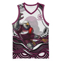 Personalized Manly Warringah Sea Eagles Basketball Jersey Aboriginal Dot Art - Dreamtime Rugby Mascot