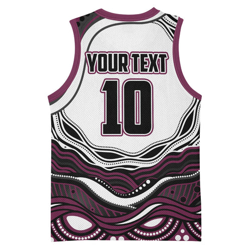 Personalized Manly Warringah Sea Eagles Basketball Jersey Aboriginal Dot Art - Dreamtime Rugby Mascot
