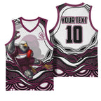Personalized Manly Warringah Sea Eagles Basketball Jersey Aboriginal Dot Art - Dreamtime Rugby Mascot