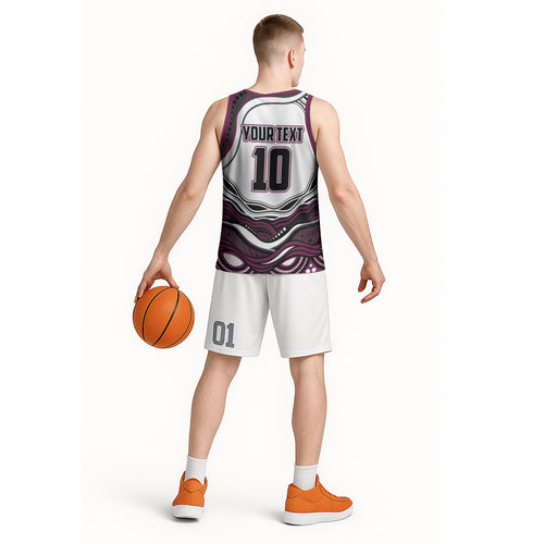 Personalized Manly Warringah Sea Eagles Basketball Jersey Aboriginal Dot Art - Dreamtime Rugby Mascot